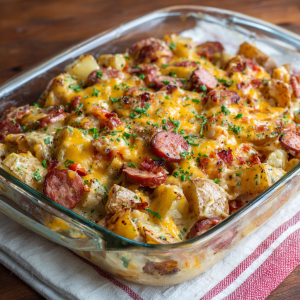 Cheesy Ranch Potatoes and Smoked Sausage