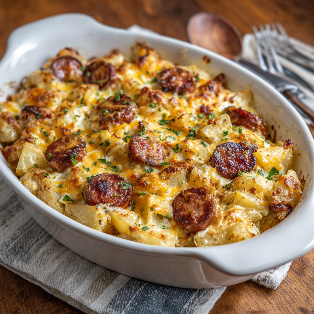 Cheesy Ranch Potatoes and Smoked Sausage