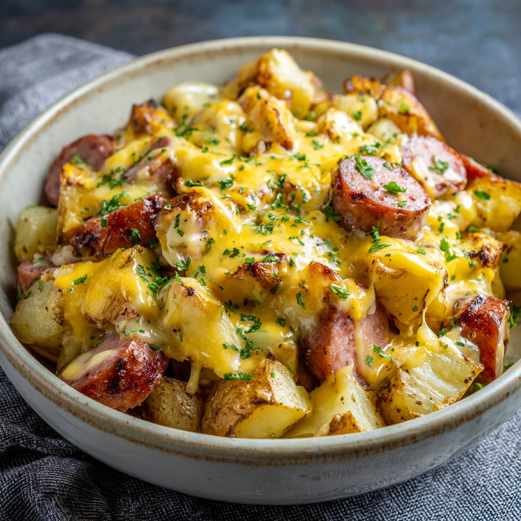 Cheesy Ranch Potatoes and Smoked Sausage