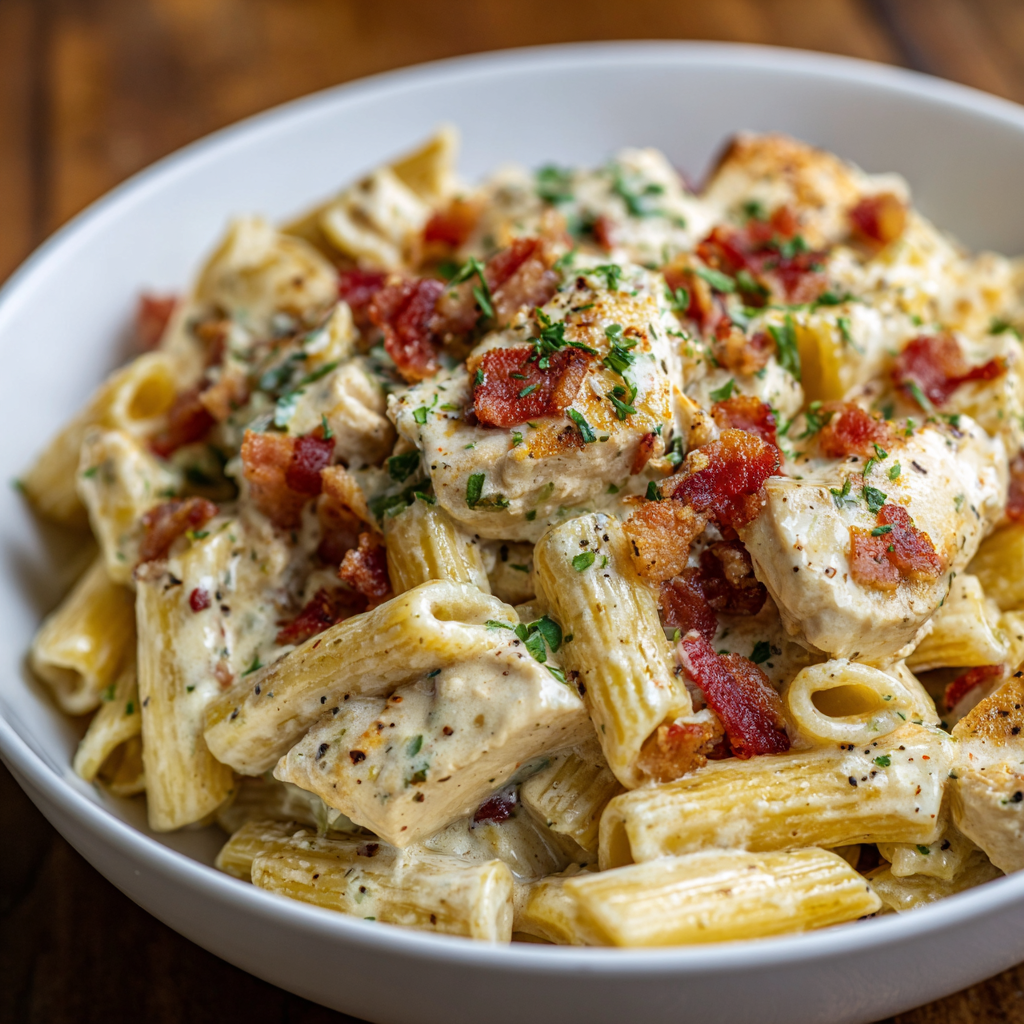 Creamy Chicken Bacon Ranch Pasta