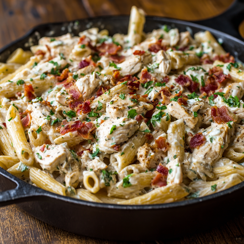 Creamy Chicken Bacon Ranch Pasta