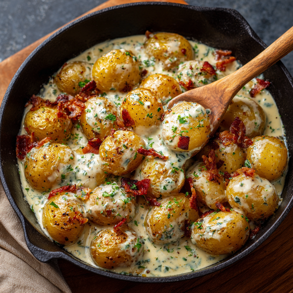 Creamy Garlic Baby Potatoes