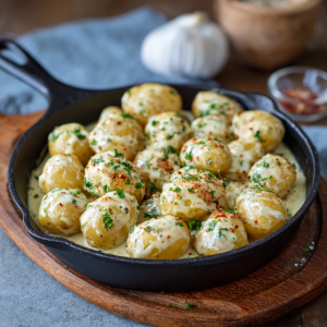 Creamy Garlic Baby Potatoes