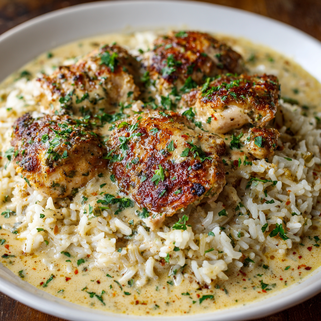 Creamy Smothered Chicken and Rice