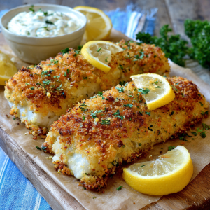 Crispy Mayonnaise & Panko Crusted Baked Fish