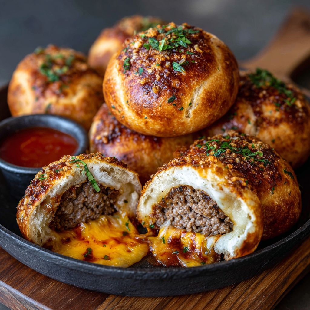 garlic parmesan cheeseburger bombs