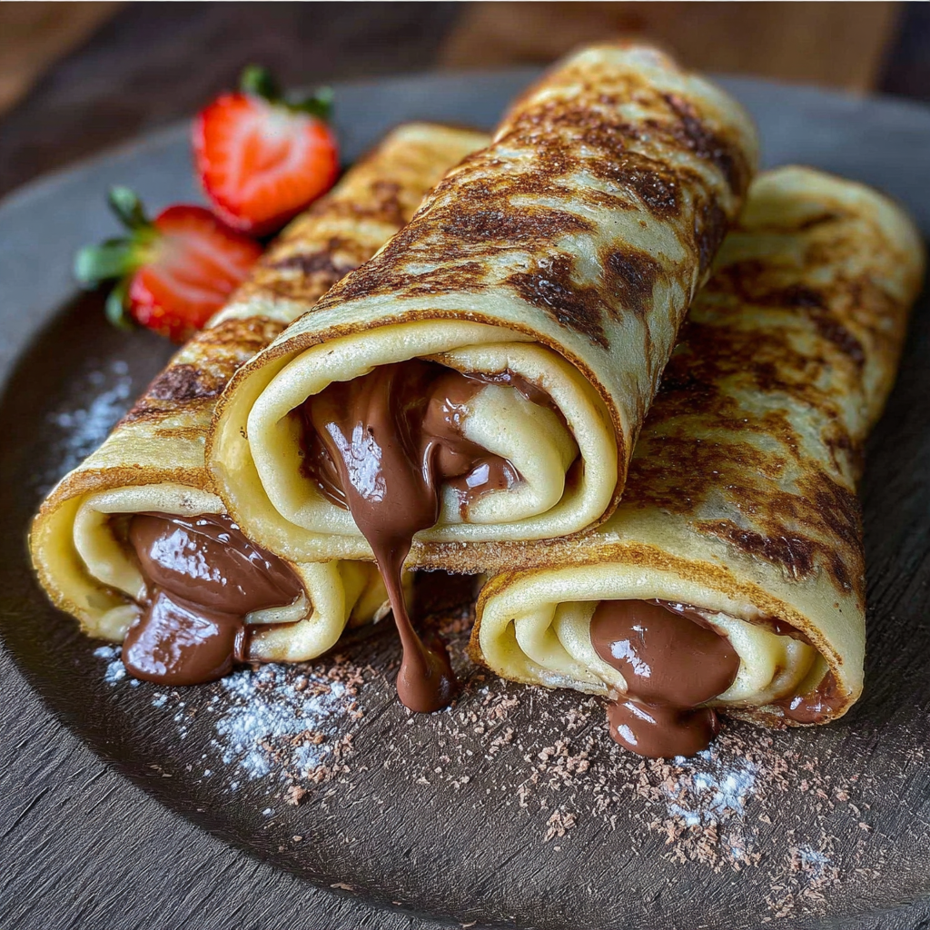 Handmade Chocolate-filled Rolled Crêpes