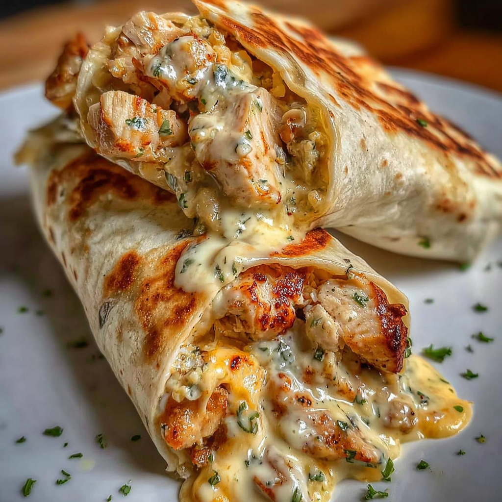 Cheesy Garlic Chicken Wraps