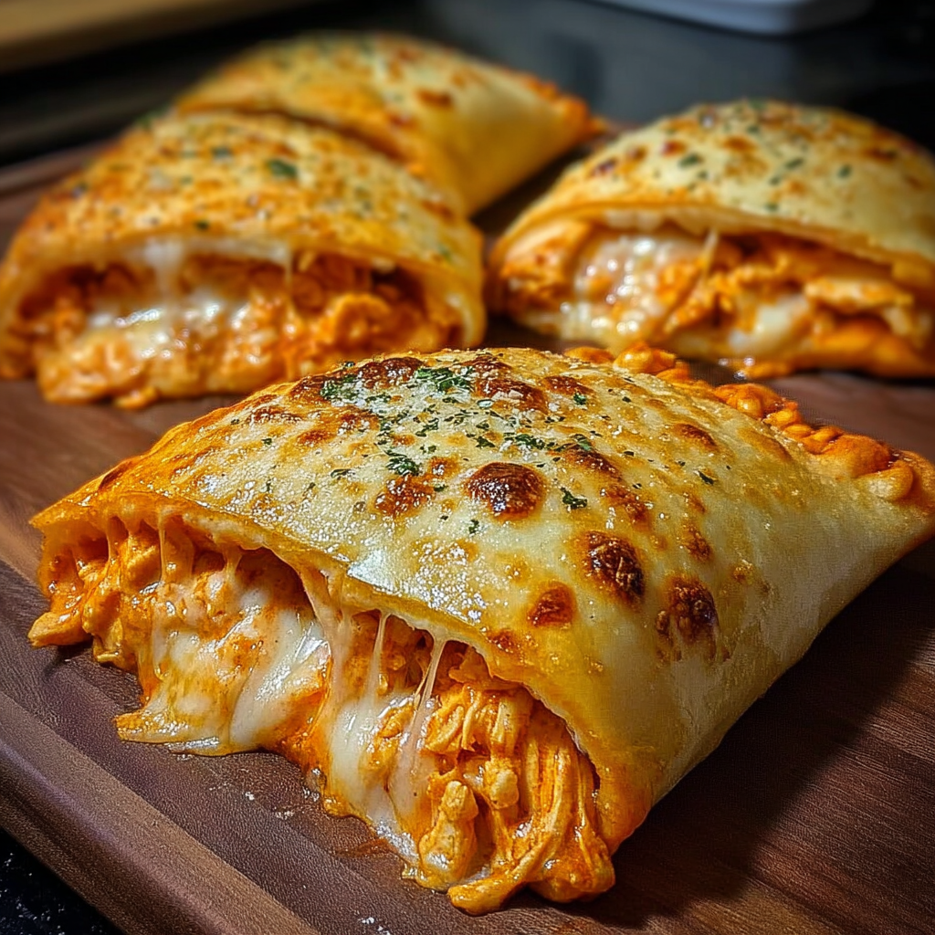 Ooey-Gooey Buffalo Chicken Pizza Pockets