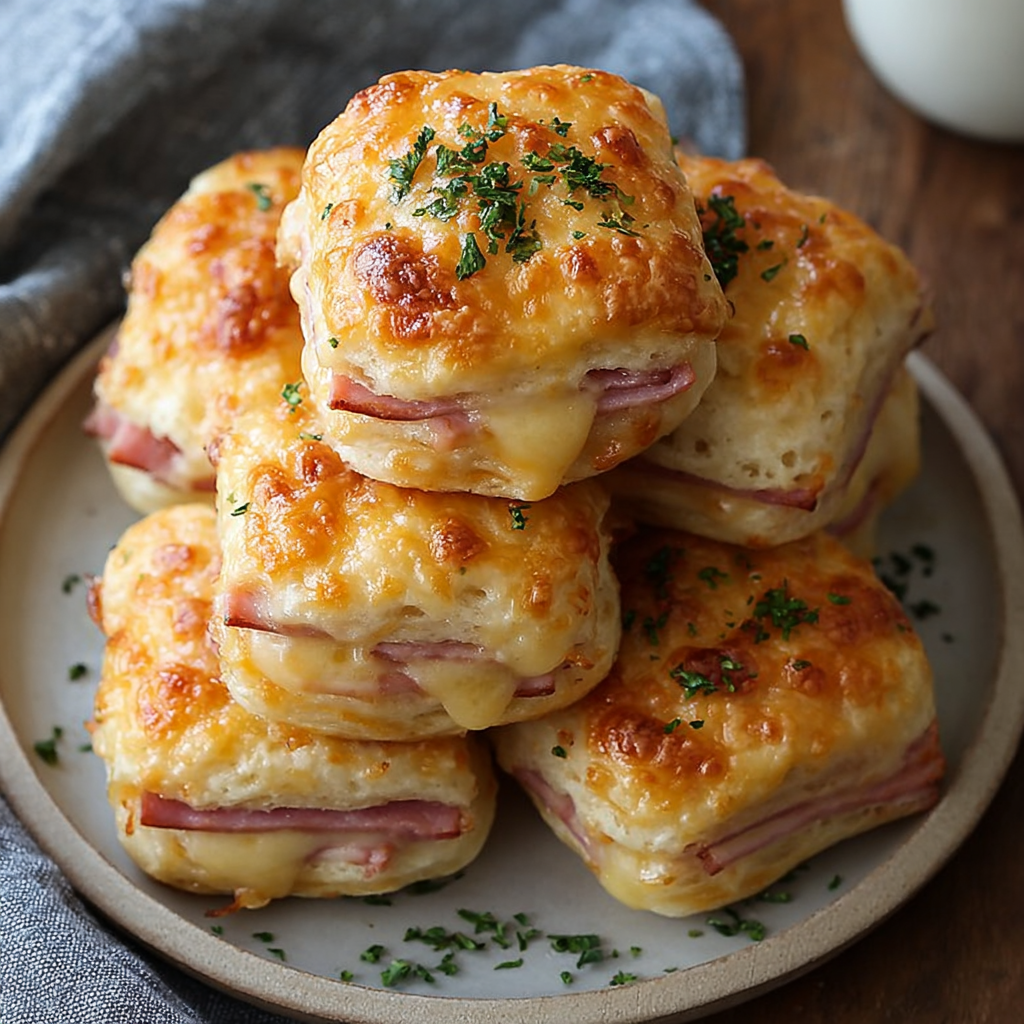 Ham and Cheese Butter Swim Biscuits