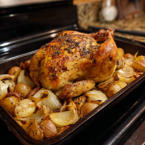 Oven-Roasted Chicken with Potatoes and Onions