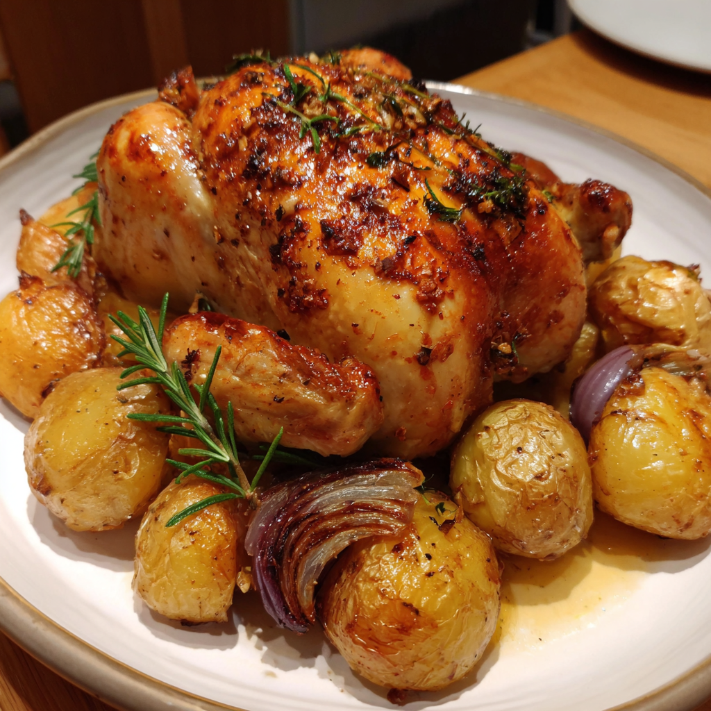Oven-Roasted Chicken with Potatoes and Onions