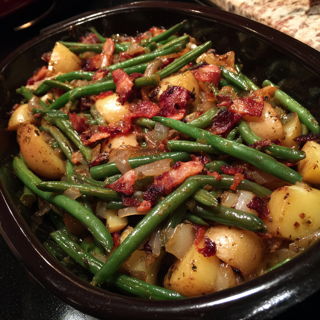 Country Ranch Green Beans and Potatoes with Bacon
