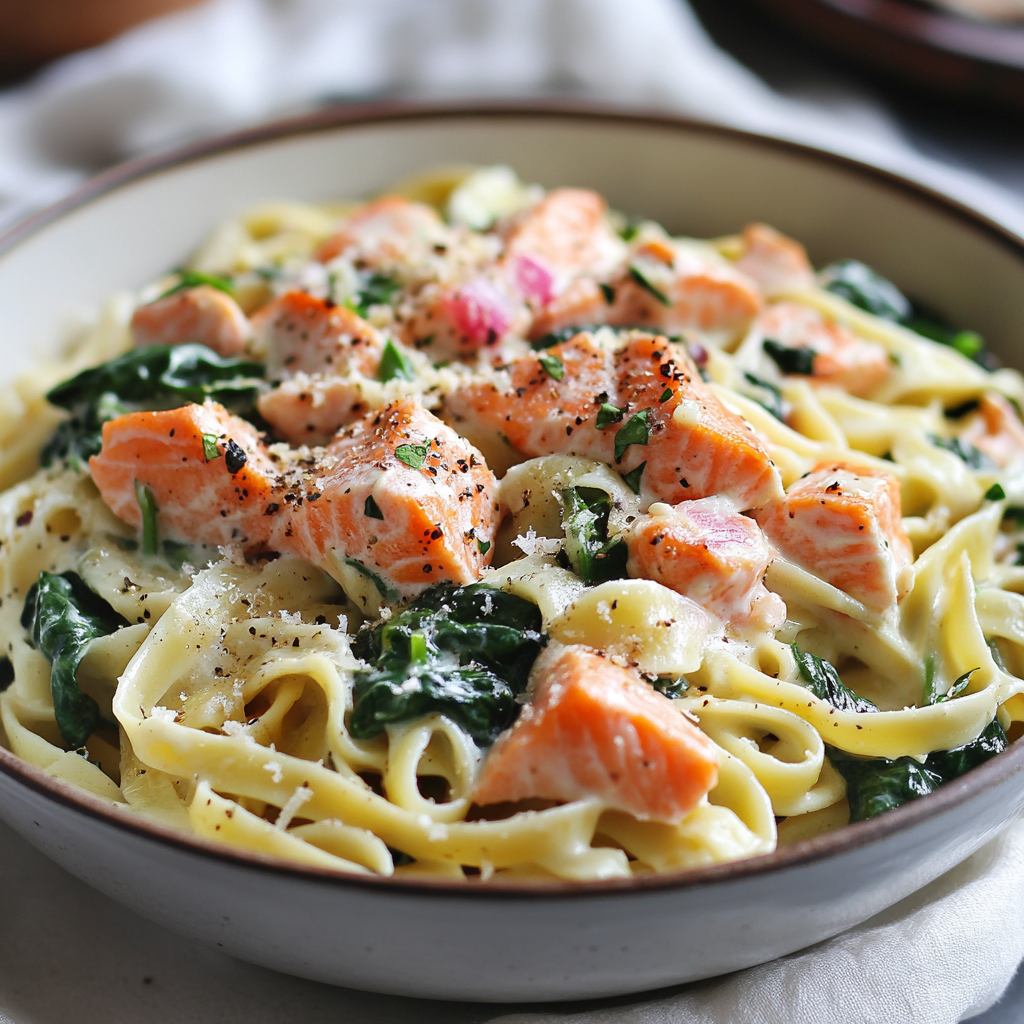 Salmon Spinach Pasta