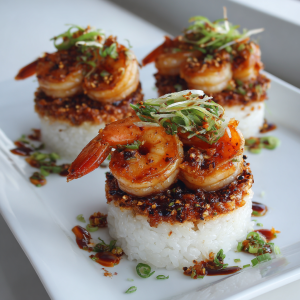 Spicy Shrimp Sushi Stacks
