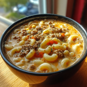 One-Pot Macaroni Cheeseburger Soup