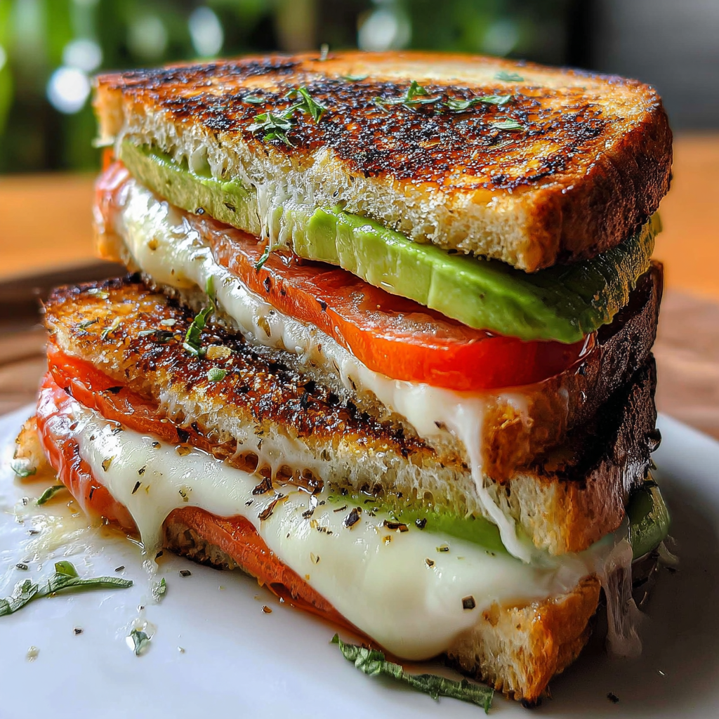 Avocado, Mozzarella, and Tomato Grilled Cheese