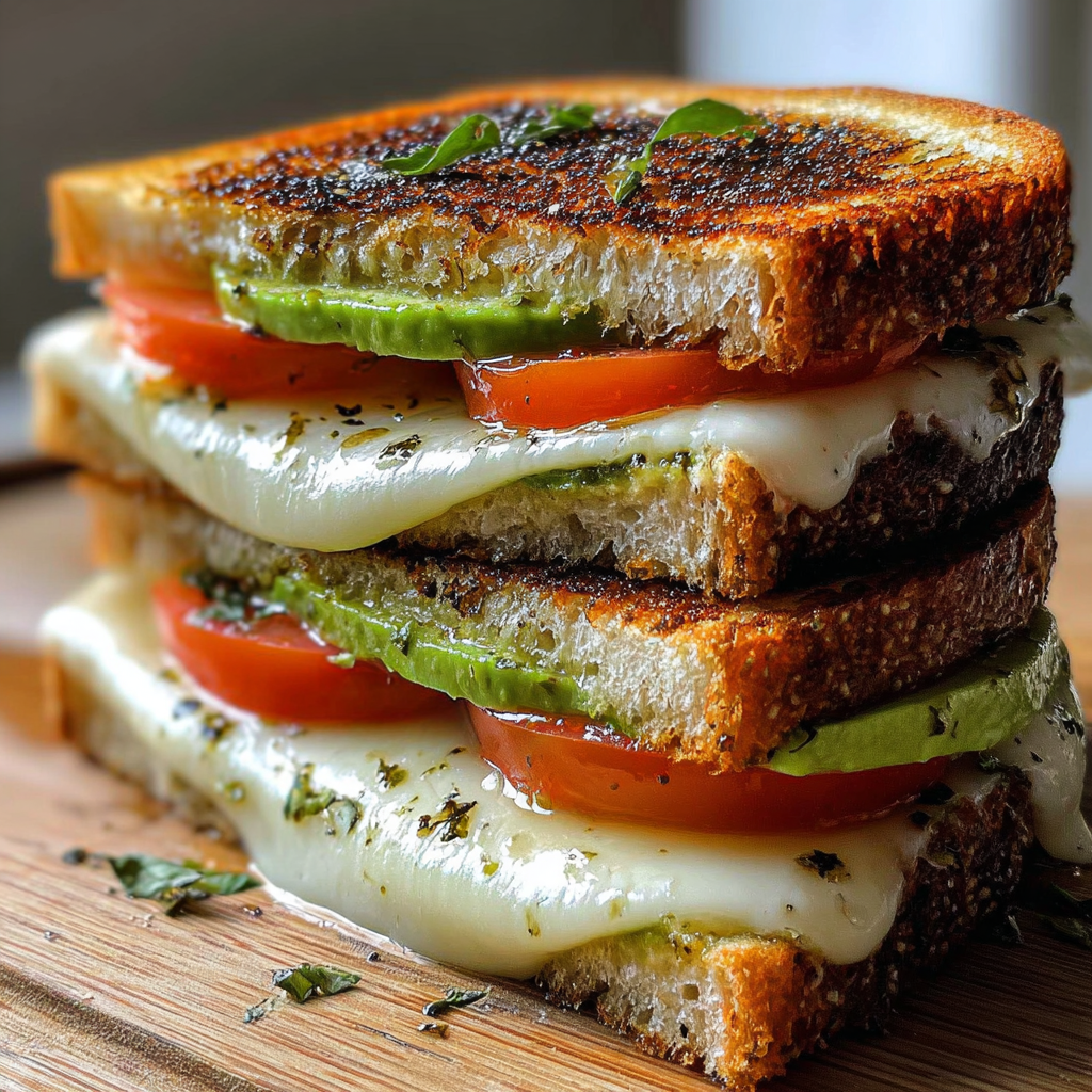 Avocado, Mozzarella, and Tomato Grilled Cheese