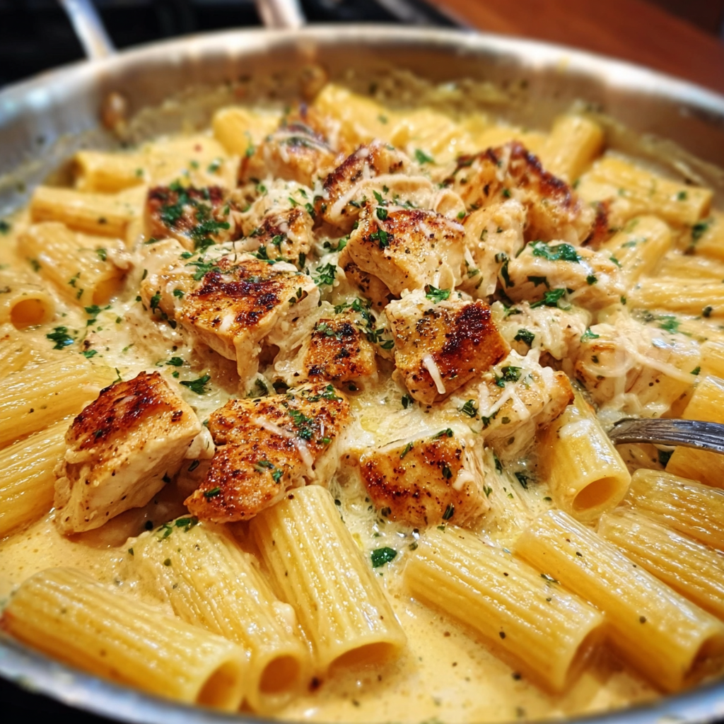 Chicken and Rigatoni in Parmesan Sauce