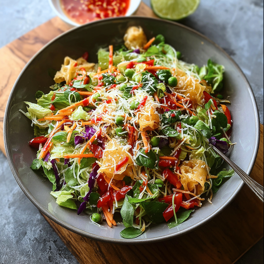 Spring Roll Salad with Spicy Ginger Dressing
