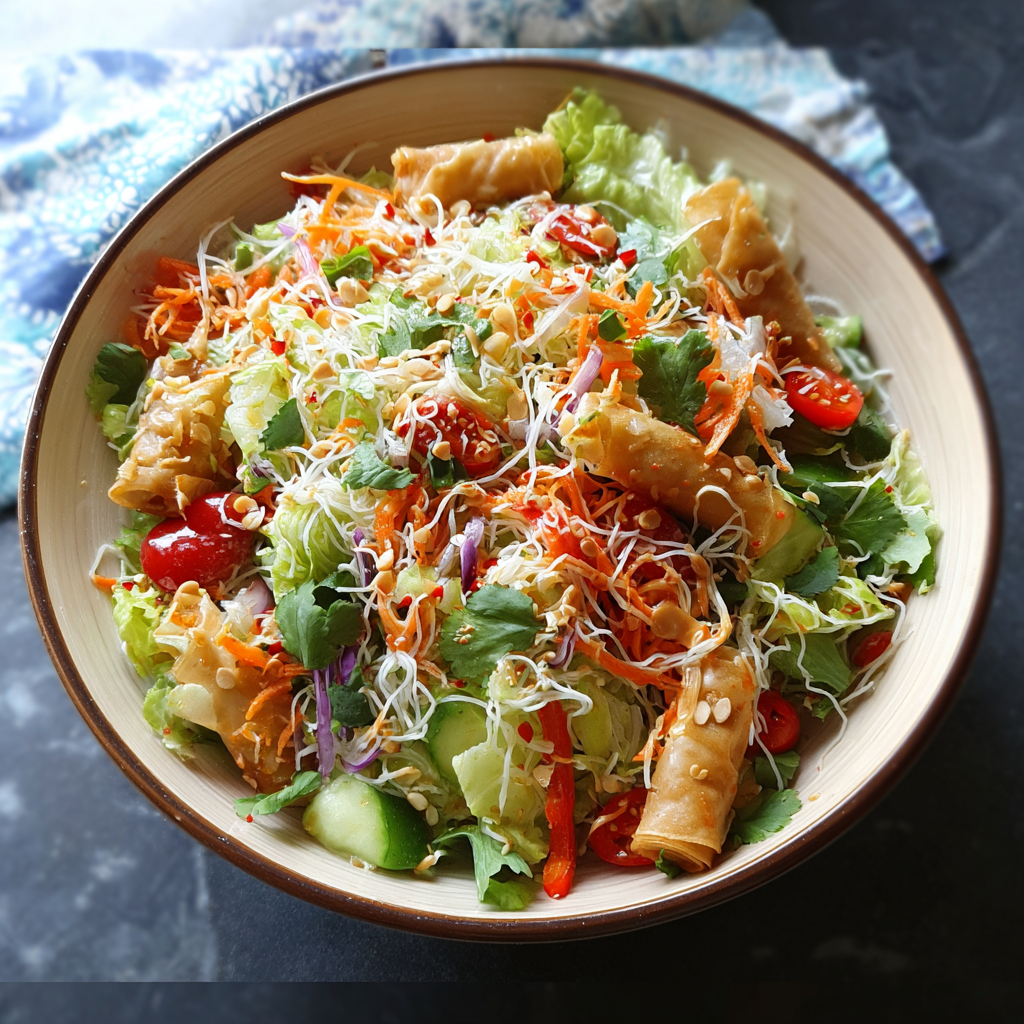 Spring Roll Salad with Spicy Ginger Dressing