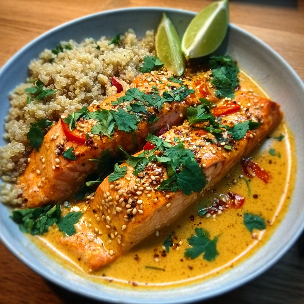Coconut Curry Salmon with Coconut Quinoa