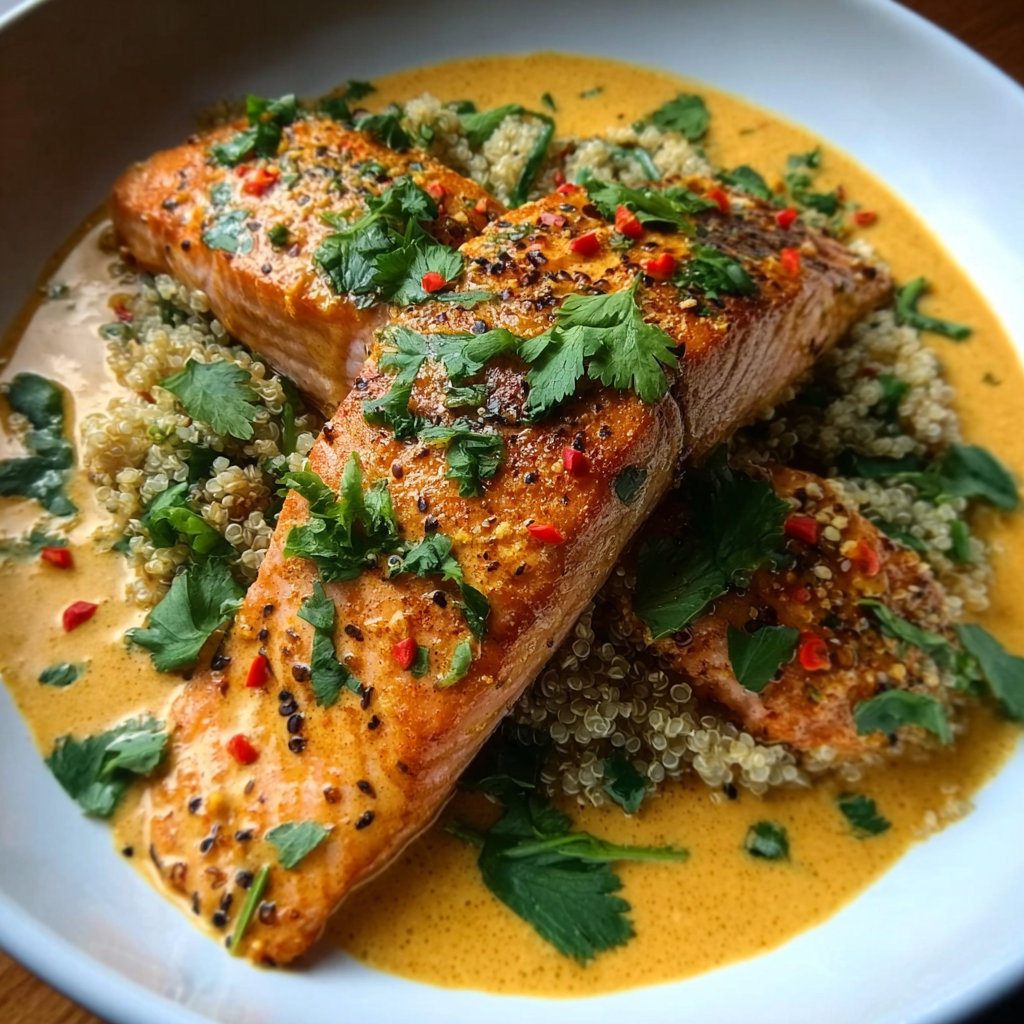 Coconut Curry Salmon with Coconut Quinoa