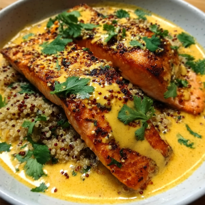Coconut Curry Salmon with Coconut Quinoa