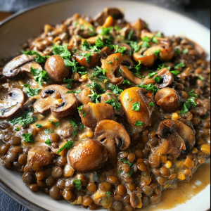Lentil Mushroom Stroganoff