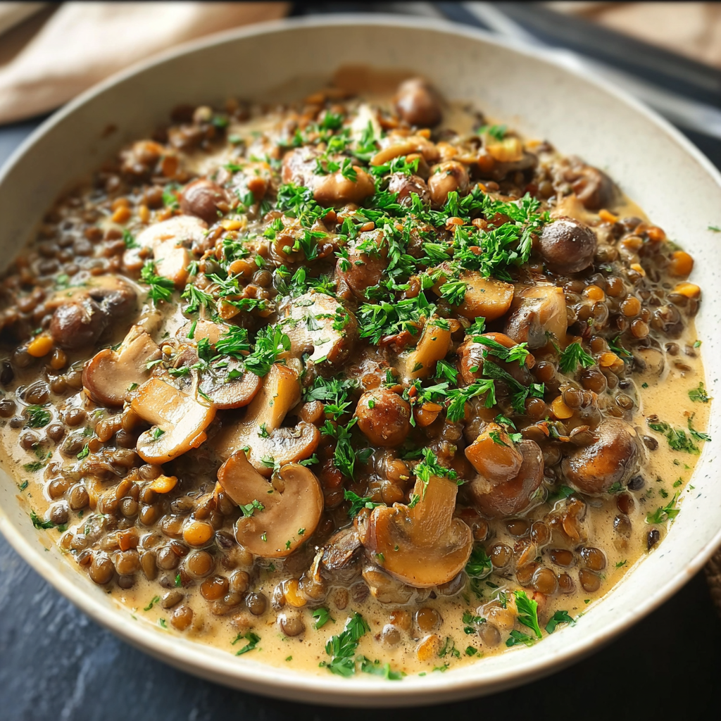 Lentil Mushroom Stroganoff