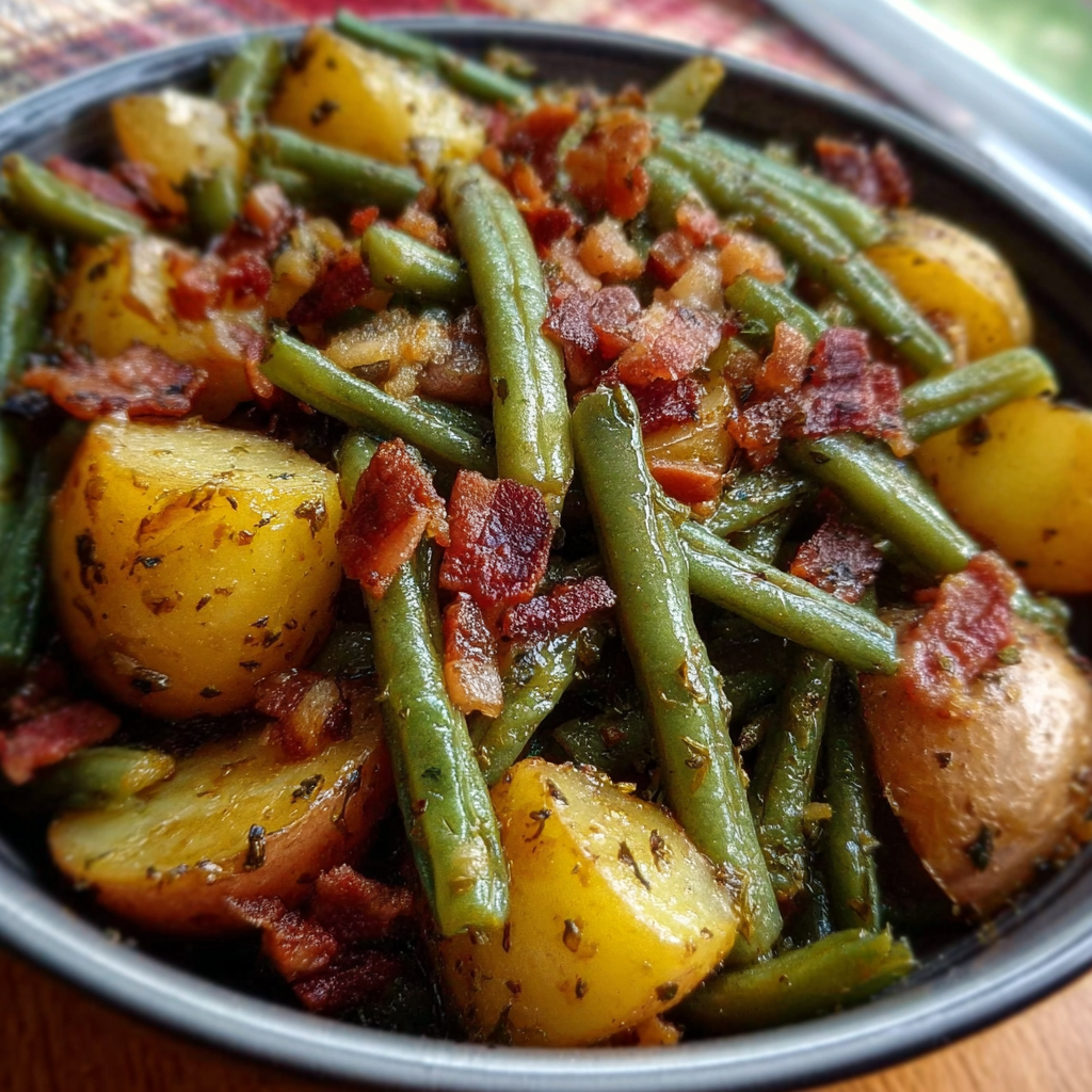 Country Ranch Green Beans and Potatoes with Bacon