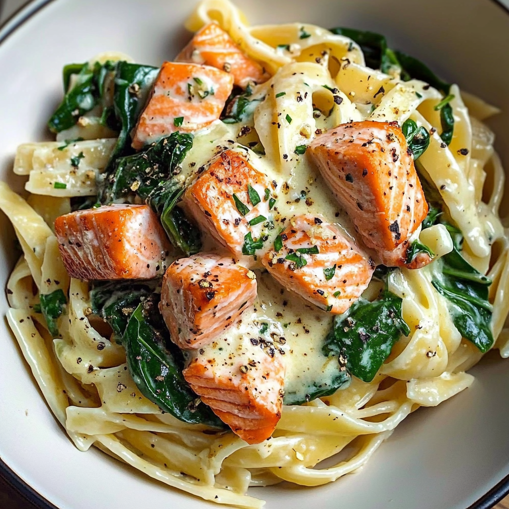 Salmon Spinach Pasta