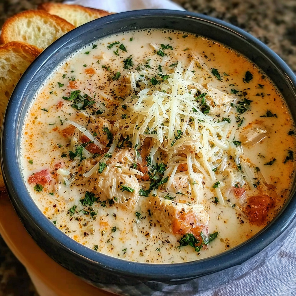 Crock Pot Creamy Chicken Parmesan Soup
