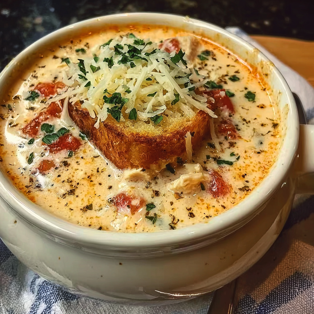 Crock Pot Creamy Chicken Parmesan Soup