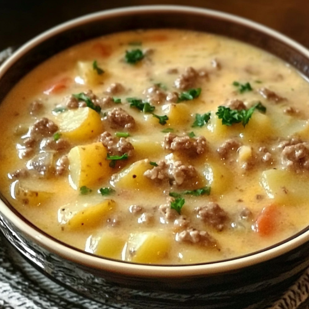 Cheesy Hamburger Potato Soup