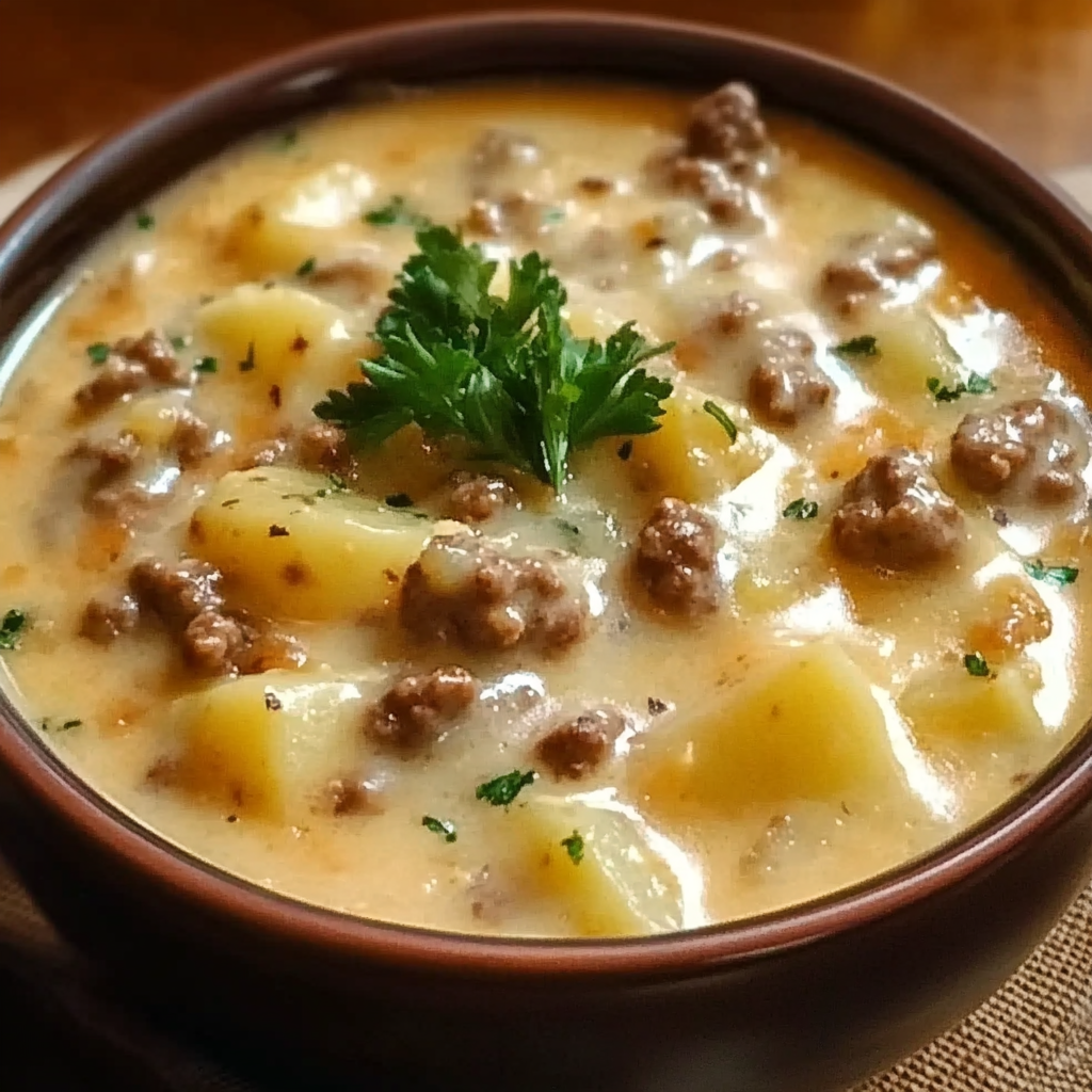 Cheesy Hamburger Potato Soup